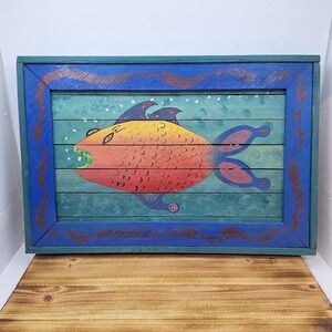 Original signed‎ painting by outsider folk artist  "Funky Fish" By  W. Anderson